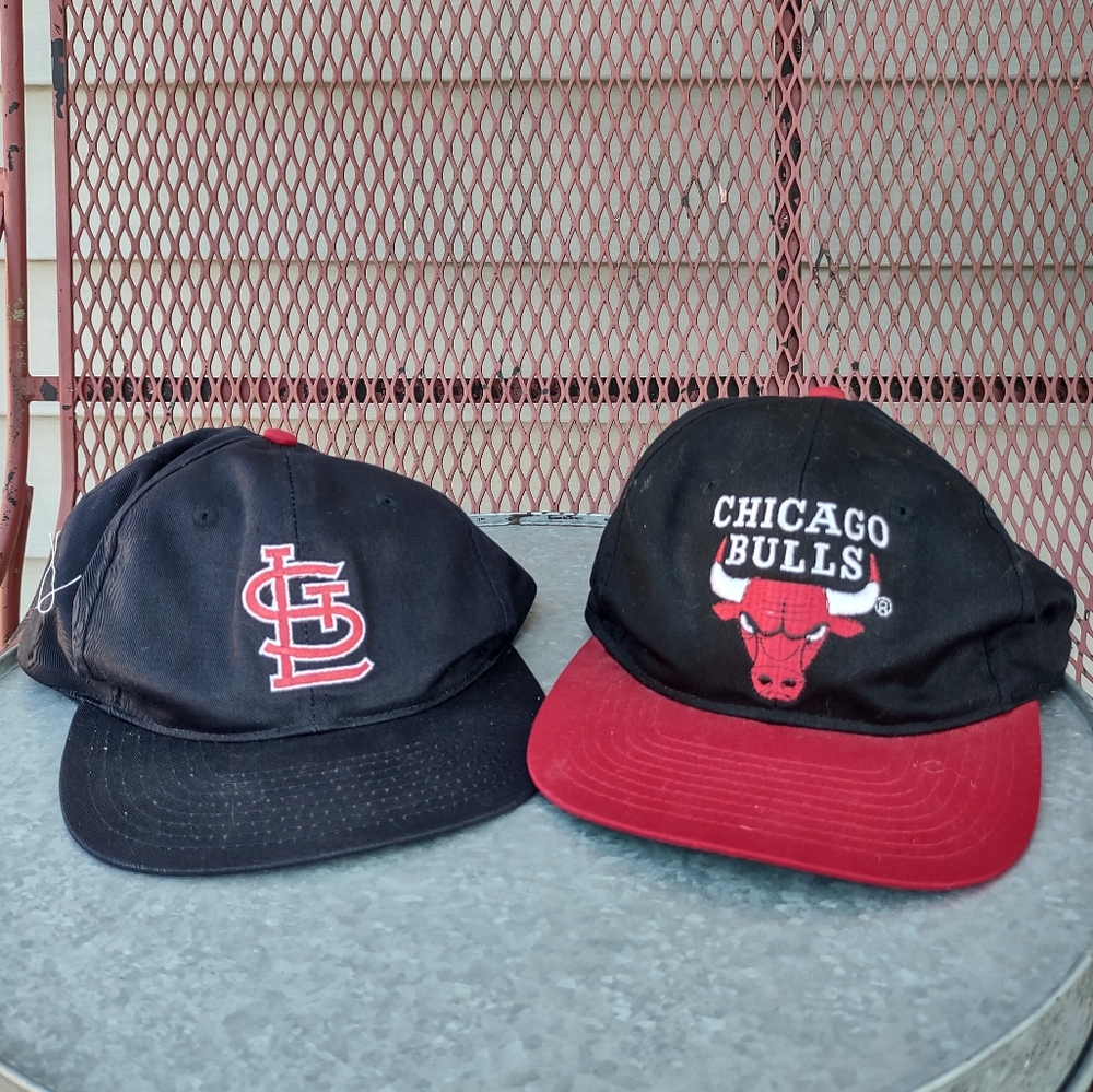 Chicago Bulls and St Louis Cardinals ball caps